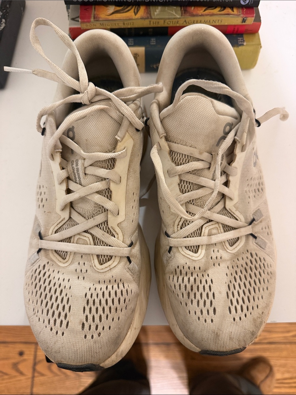 On Running Kids Cream Mesh Lace-Up Sneakers